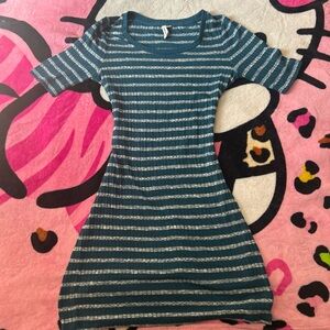 Kensie Short Sleeved Striped Midi Dress